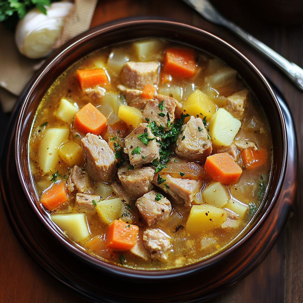Altpolnische Suppe mit Schweinenacken