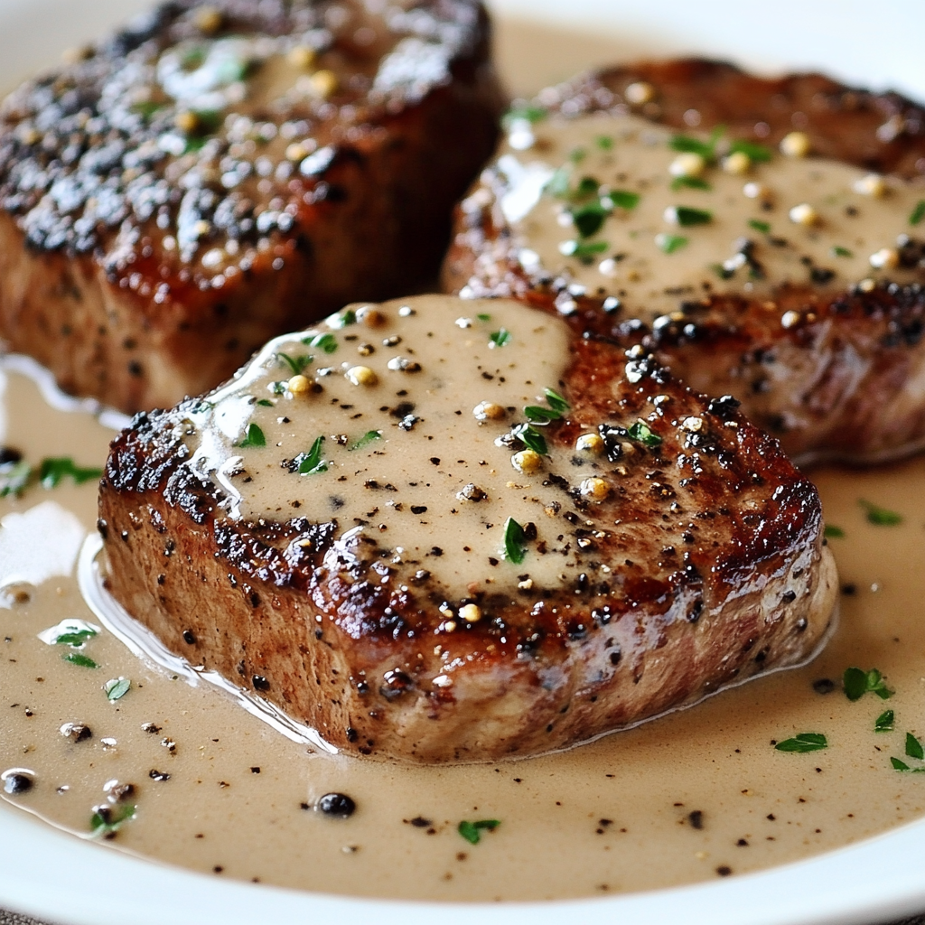 Pfeffersteak mit Sahnesauce